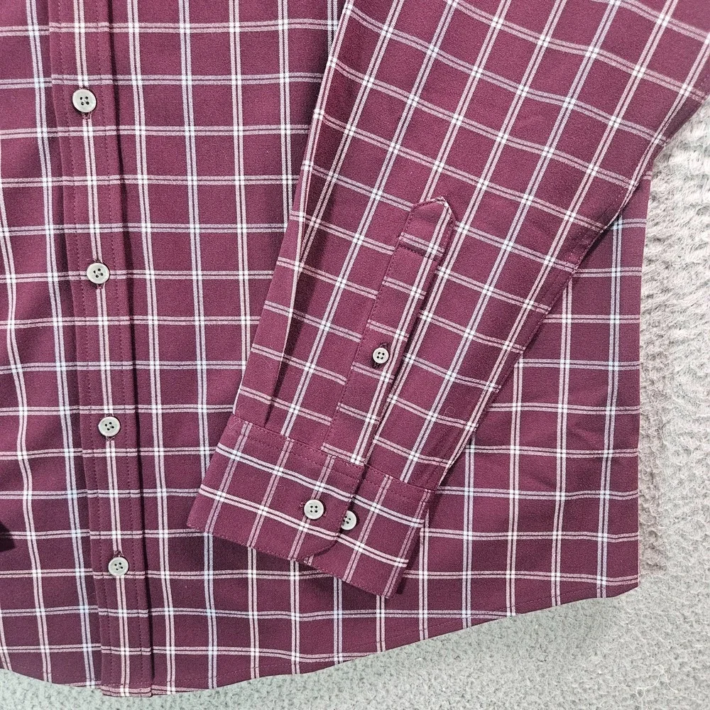 $148 NEW Mizzen + Main City Flannel Shirt Men XXL Trim‎ Wine Richard Plaid